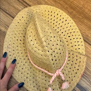 Carter's Tan Straw Hat with Pink Trim